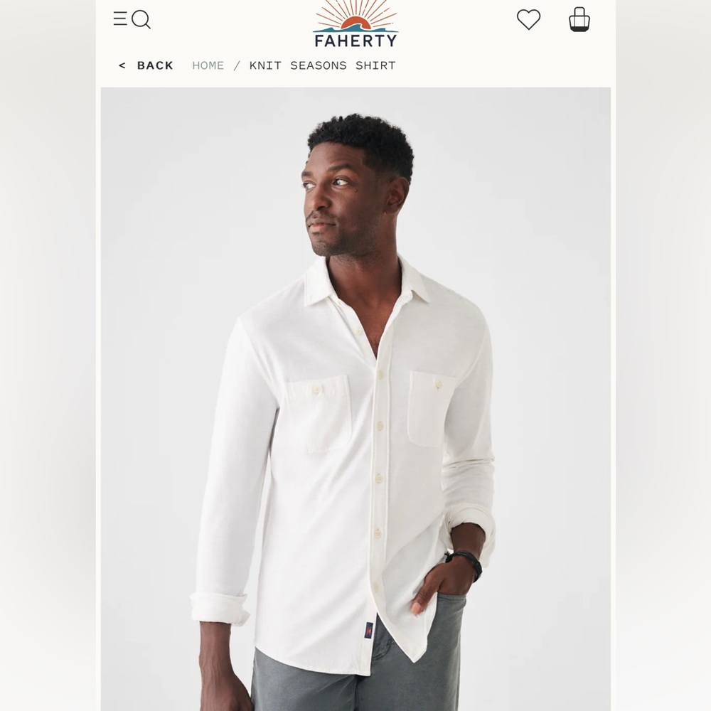 FAHERTY Knit Seasons Shirt. White. XL